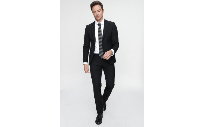 Morven Homme Noir Basic Straight Slim Fit Slim